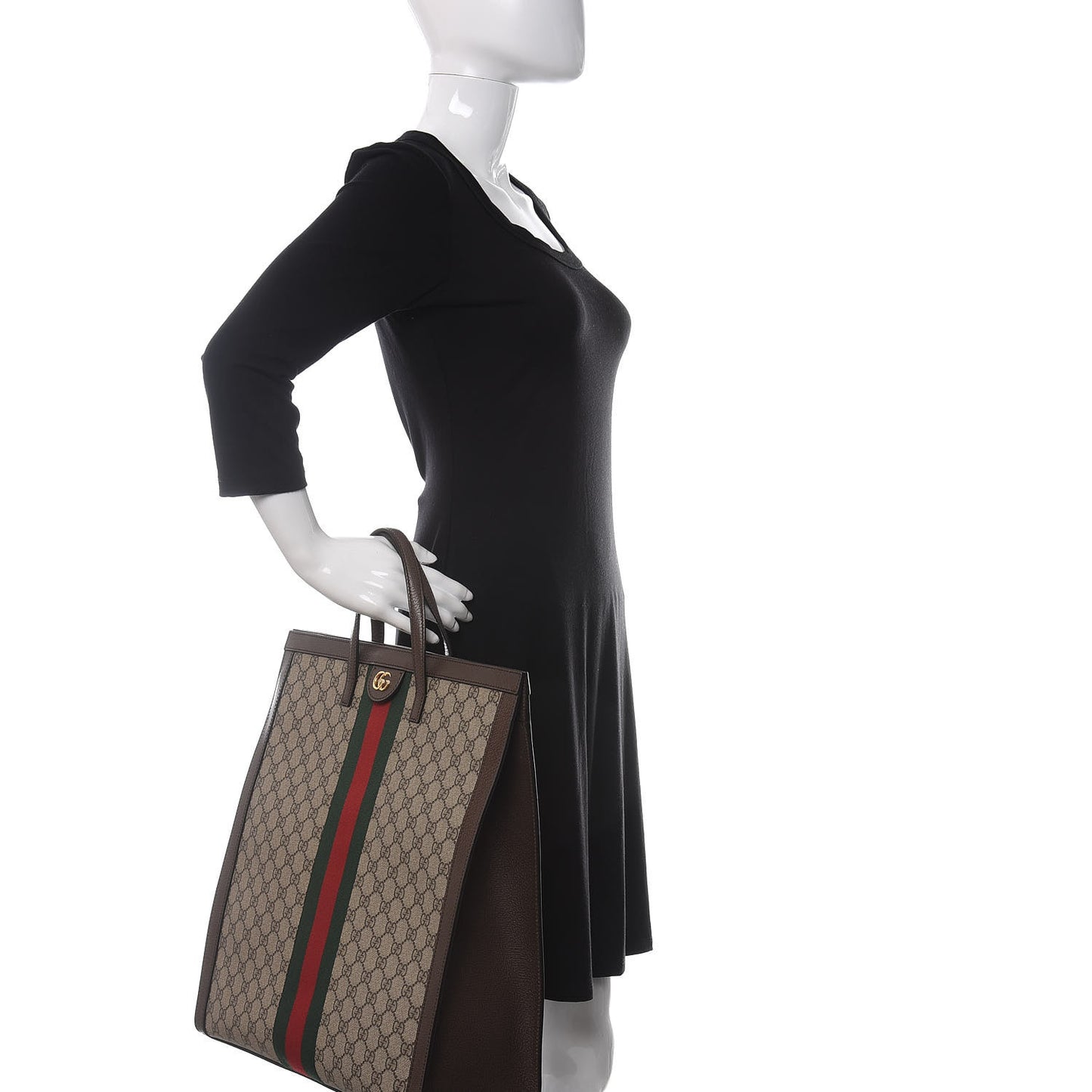 GG Supreme Monogram Web Ophidia Vertical Tote Brown
