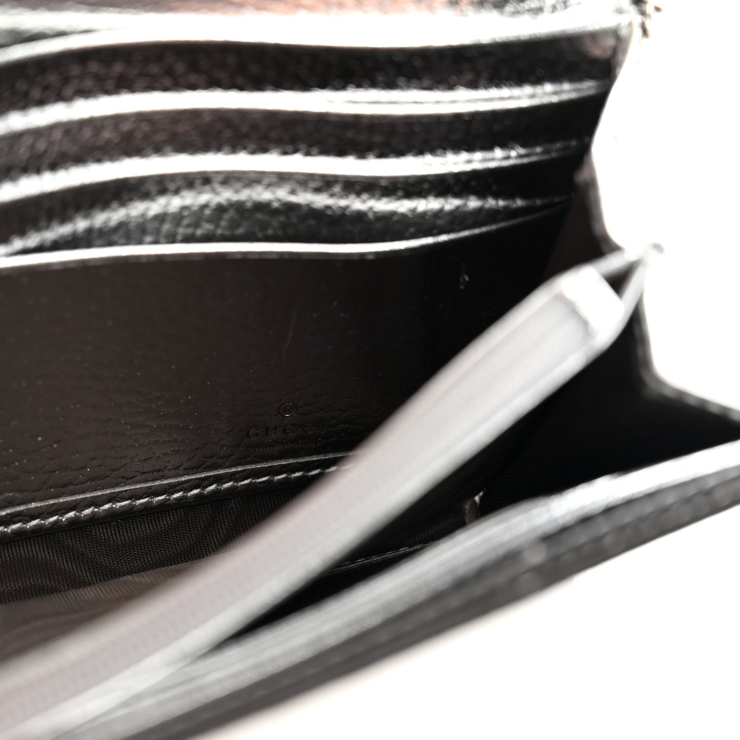 Metallic Calfskin GG Supreme Monogram Petite GG Marmont Wallet Chain Bag Silver Beige Ebony