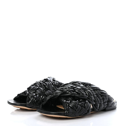 Bottega Veneta Shiny Nappa Intrecciato The Board Flat Sandals 36 Black 3 of 7
