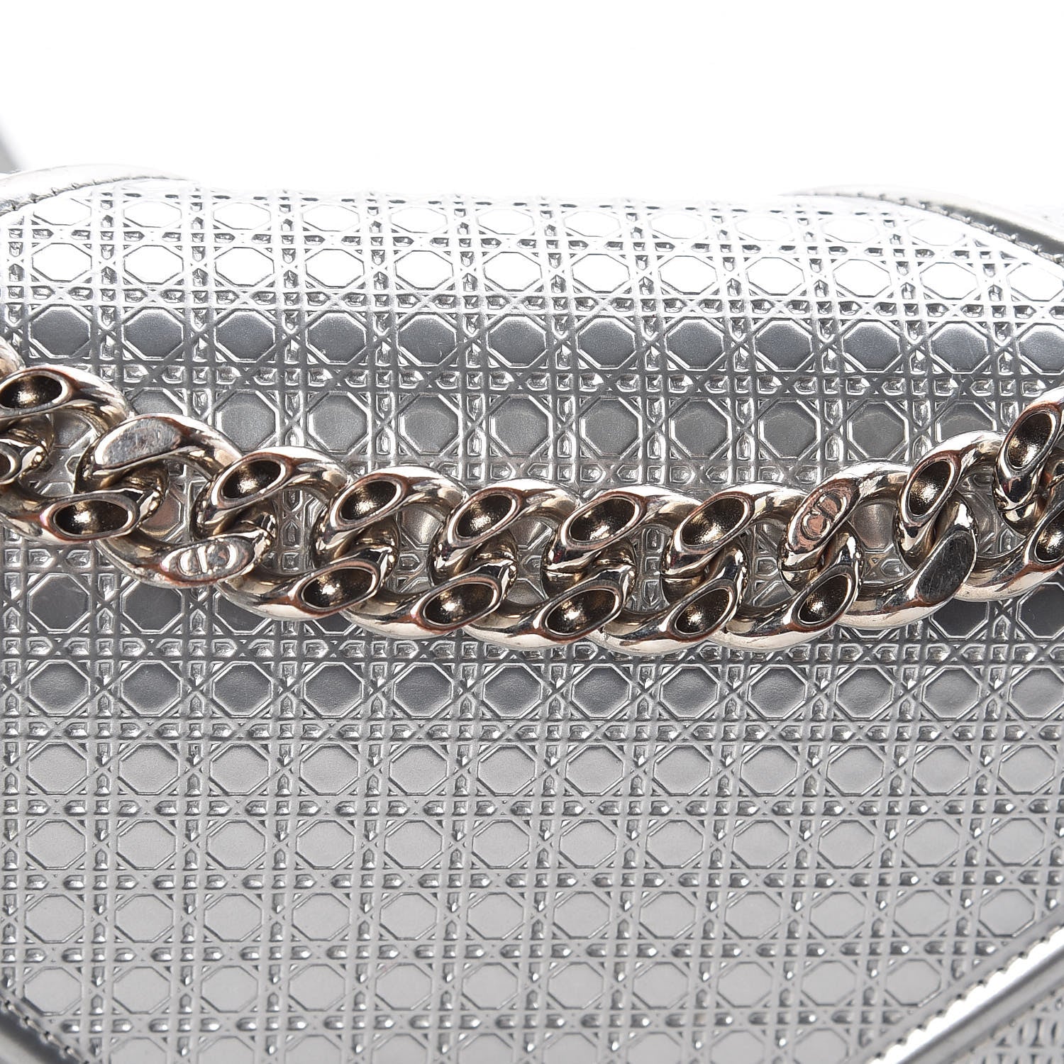 Christian Dior Metallic Patent Micro-Cannage Small Diorama Flap Bag Silver 25 of 25