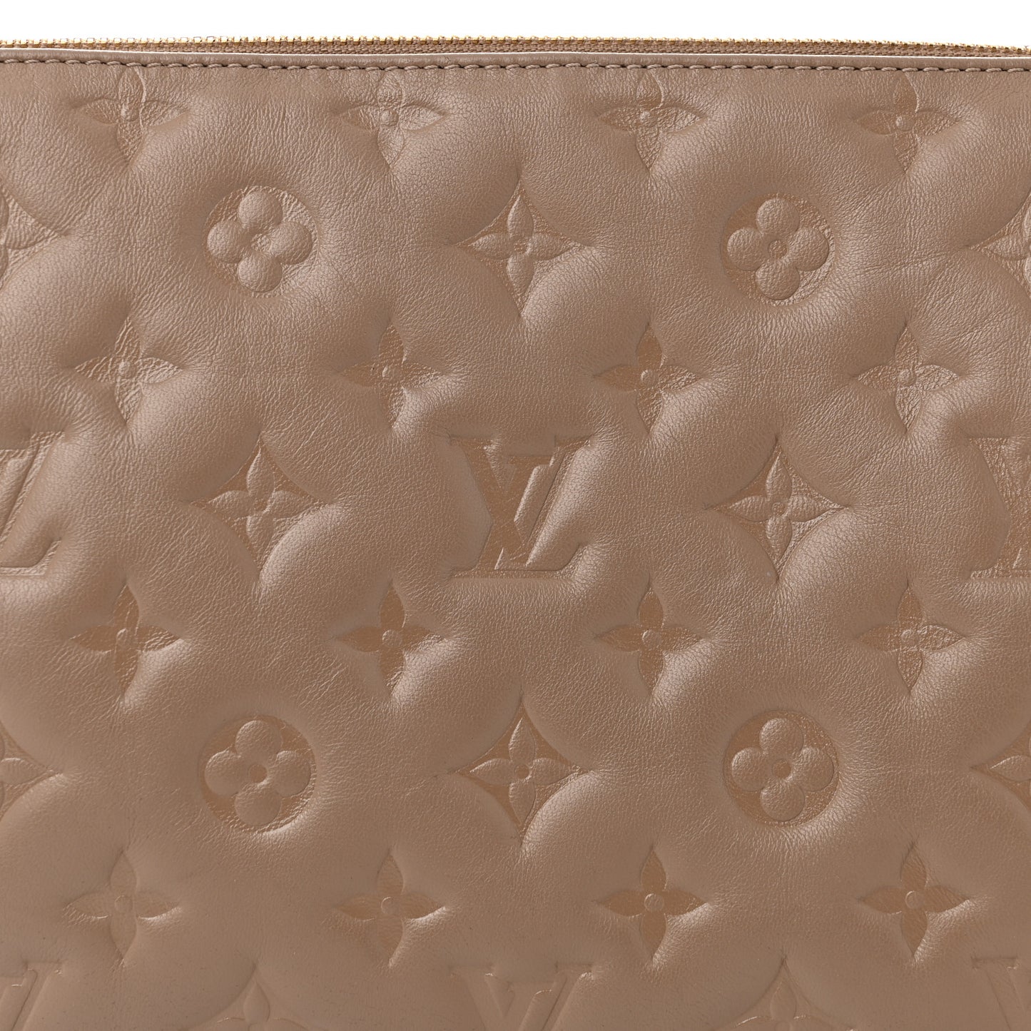 Lambskin Embossed Monogram Coussin PM Taupe