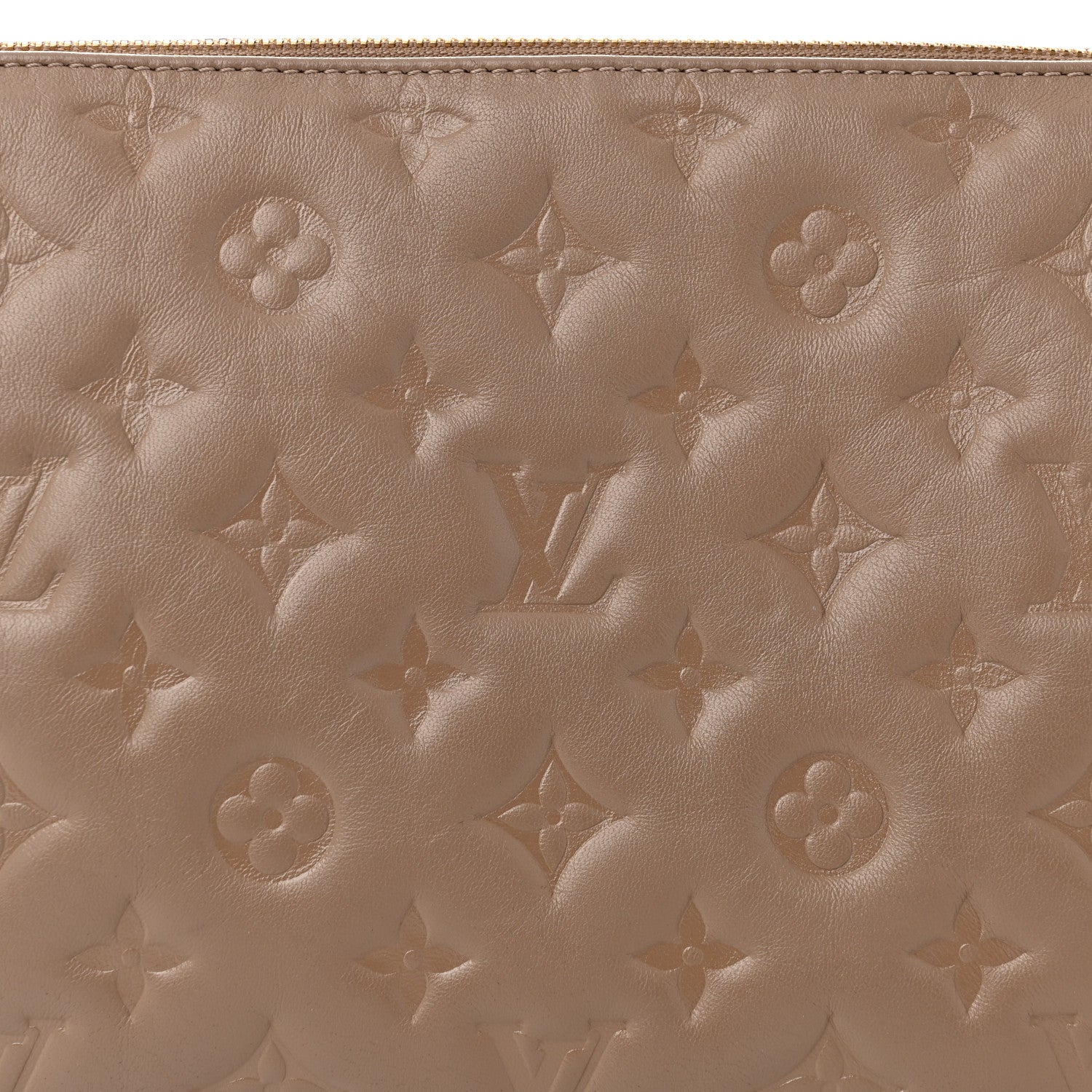 Louis Vuitton Lambskin Embossed Monogram Coussin PM Taupe 8 of 10