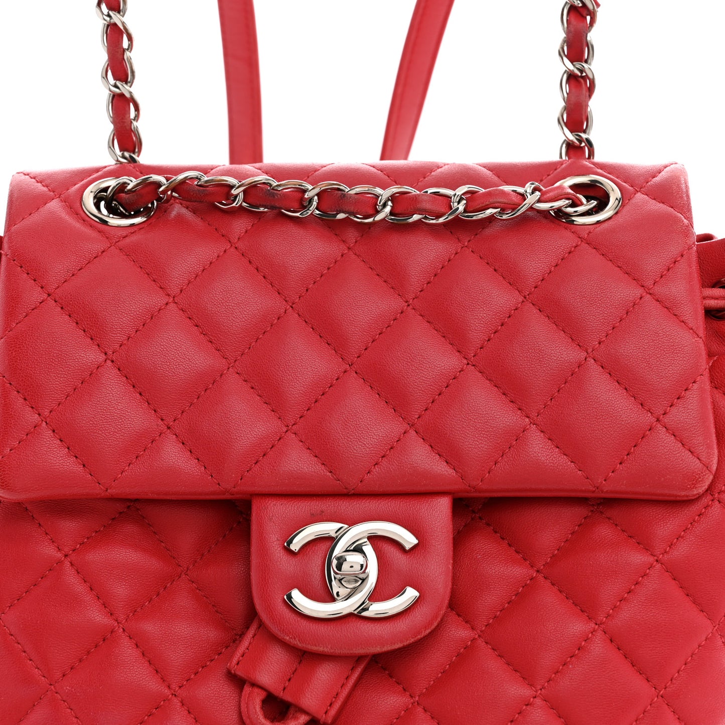 Lambskin Quilted Small Urban Spirit Backpack Red