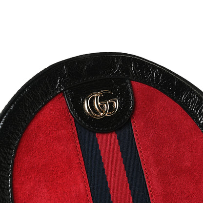 Gucci Suede Patent Web Mini Ophidia Round Shoulder Bag Hibiscus Red Black 11 of 12