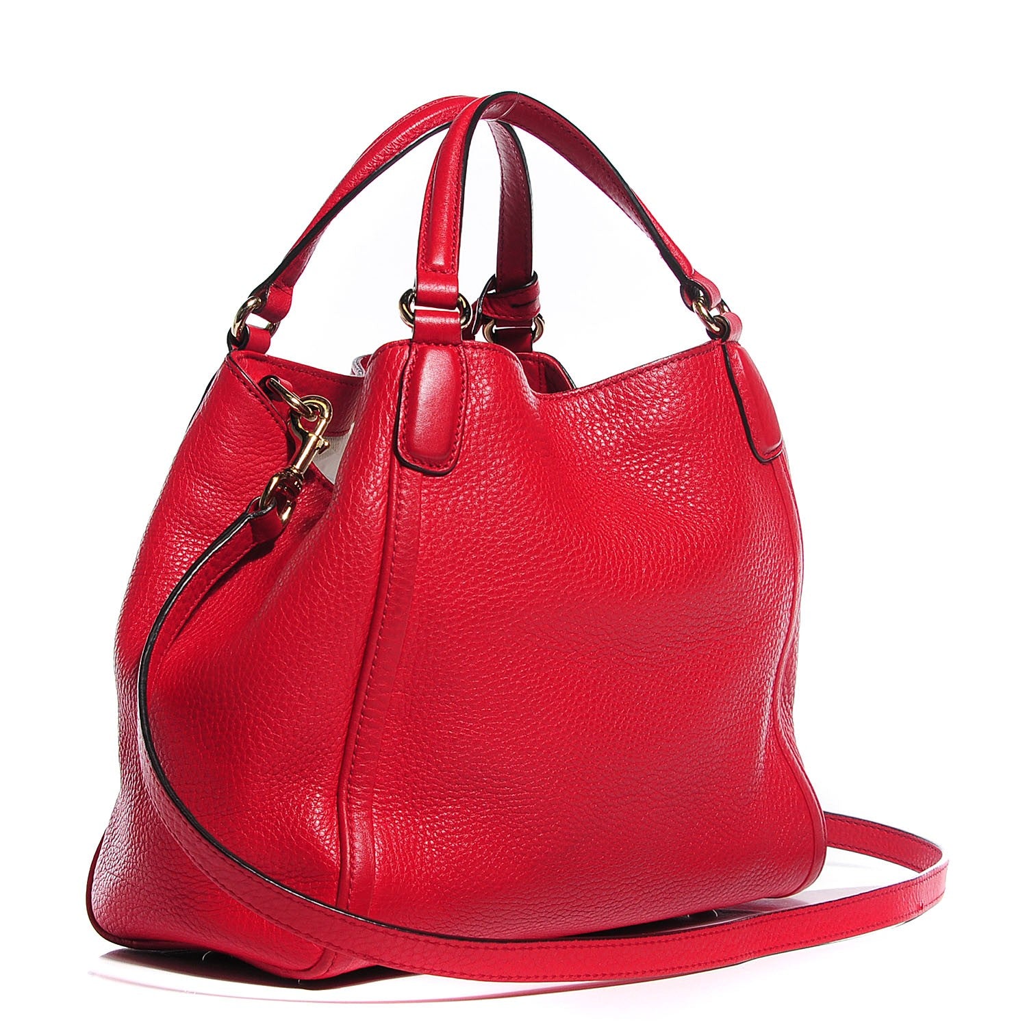 Gucci Pebbled Calfskin Small Soho Shoulder Bag Red 3 of 9