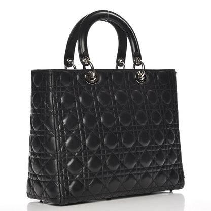Christian Dior Lambskin Cannage Large Lady Dior Black 3 of 10