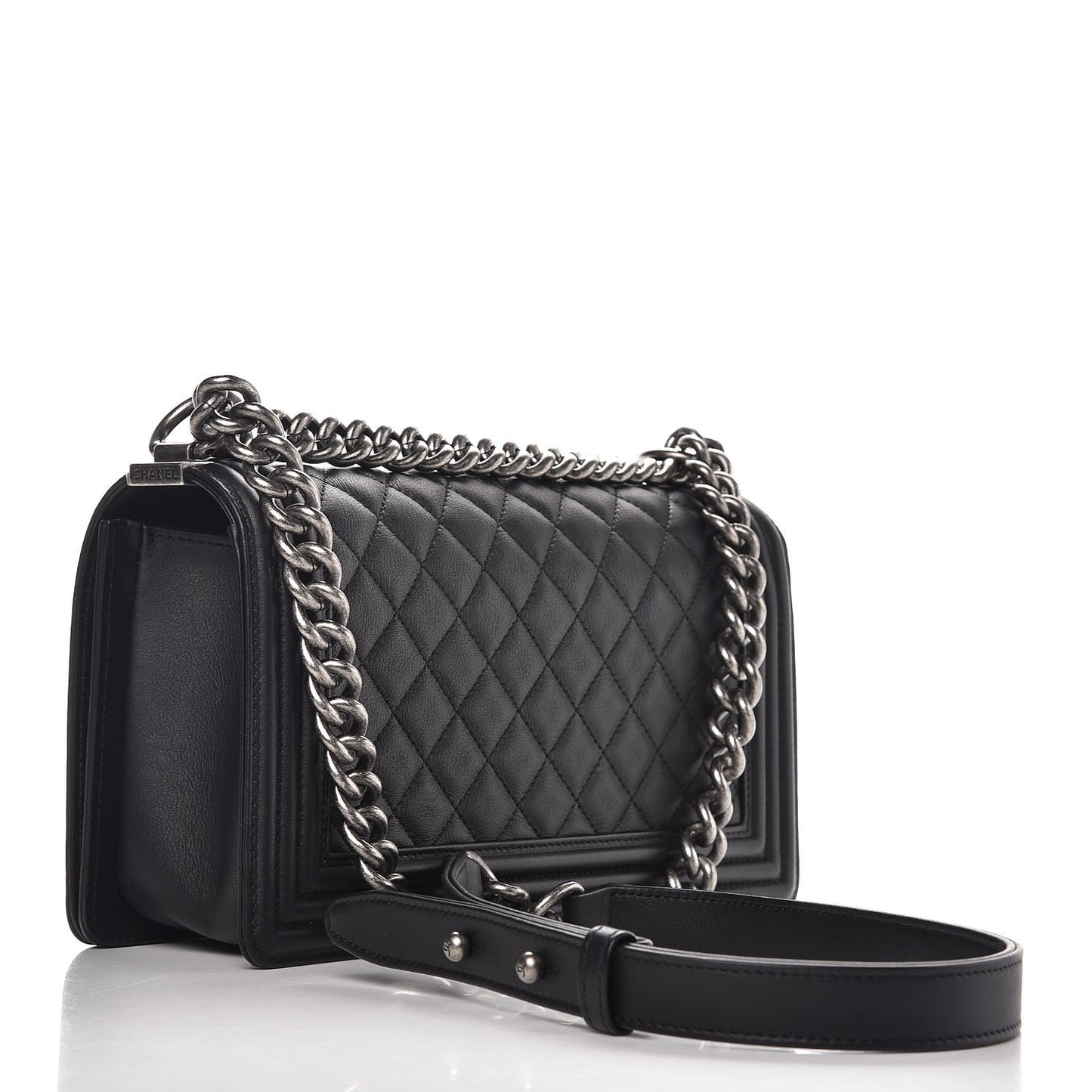 Calfskin Quilted Medium Boy Flap Black