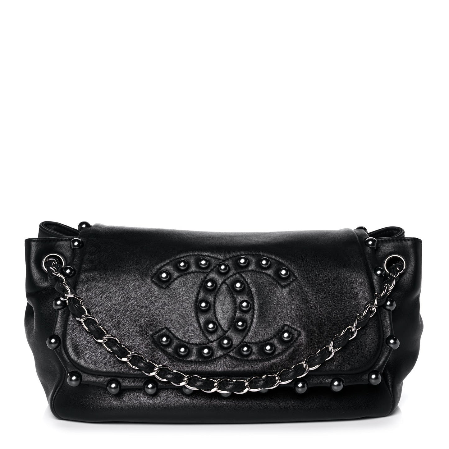 Lambskin Pearl Obsession Flap Black