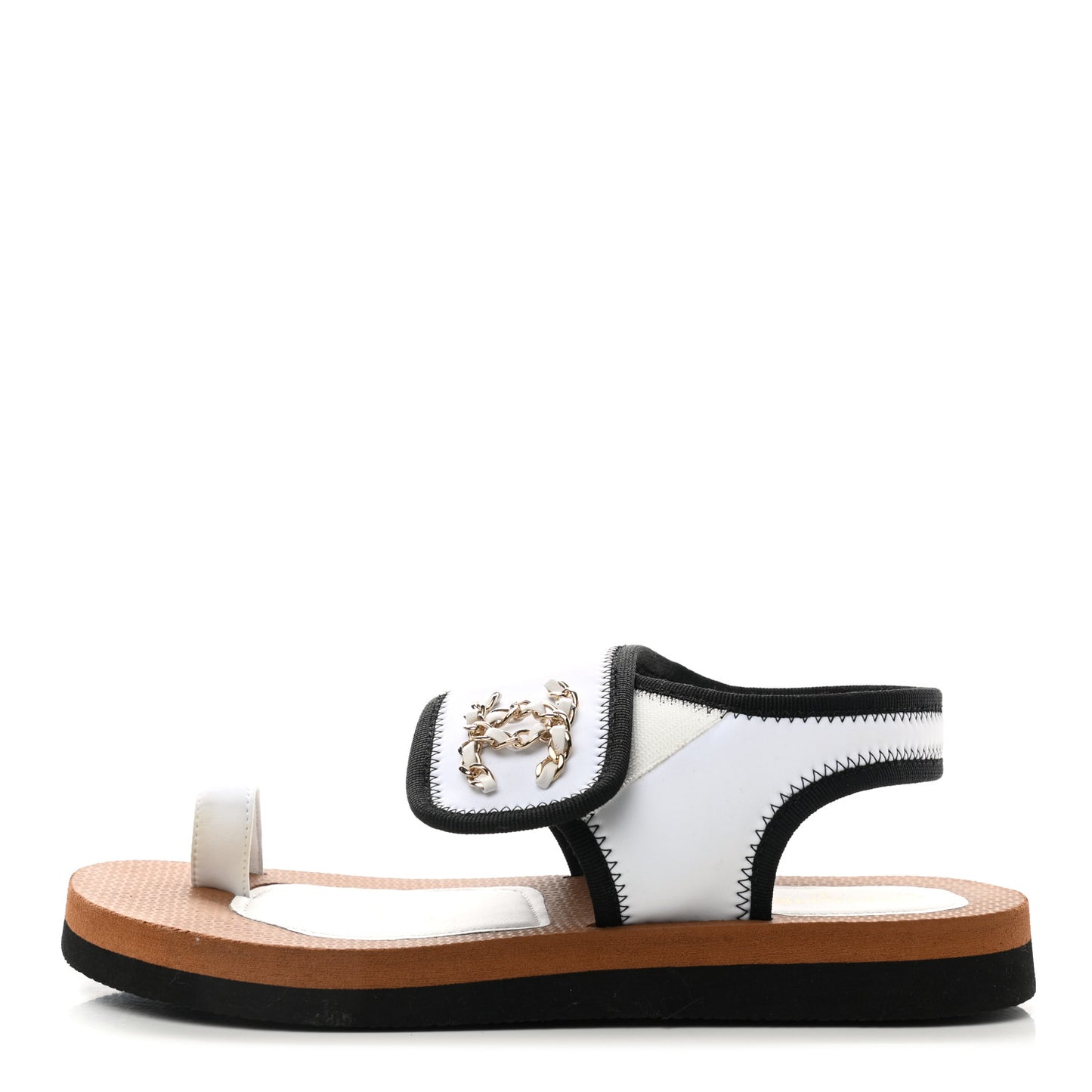 Fabric Lambskin CC Sandals 38 White