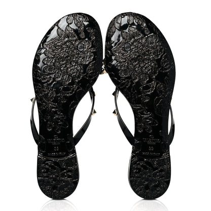 Valentino Garavani PVC Jelly Rockstud Bow Thong Sandals 39 Black 5 of 8