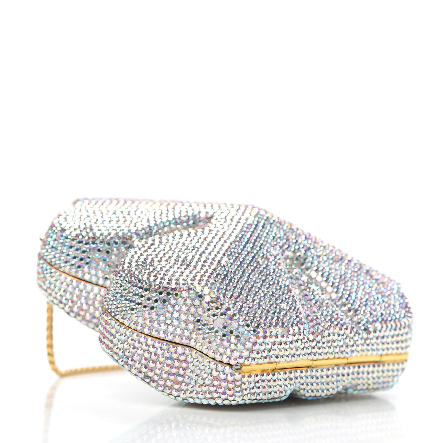 Crystal Four Leaf Clover Minaudiere Chain Clutch Multicolor
