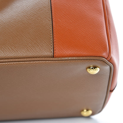 Prada Saffiano Lux Colorblock Medium Galleria Double Zip Tote Caramel Papaya 11 of 13