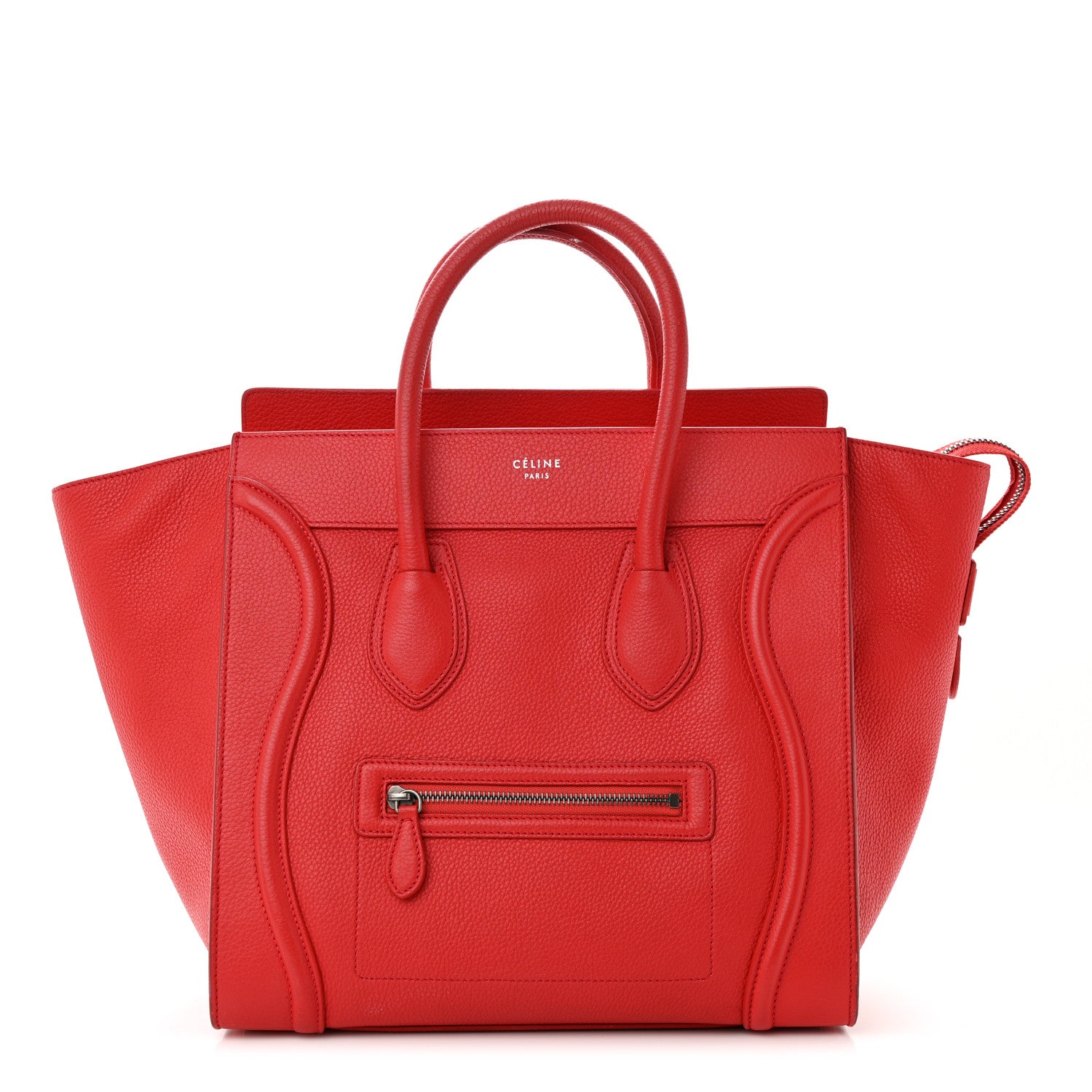 Celine Drummed Calfskin Mini Luggage Coquelicot 1 of 15