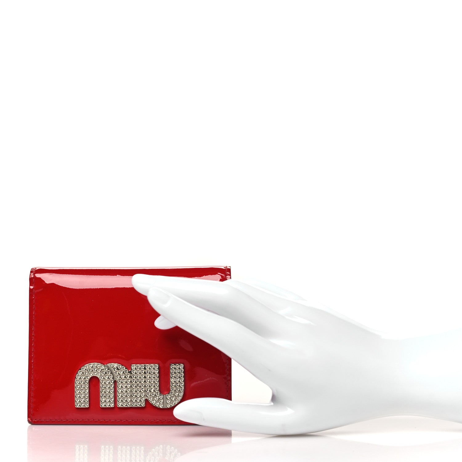 Miu Miu Vernice Crystal Logo Wallet Red 2 of 13