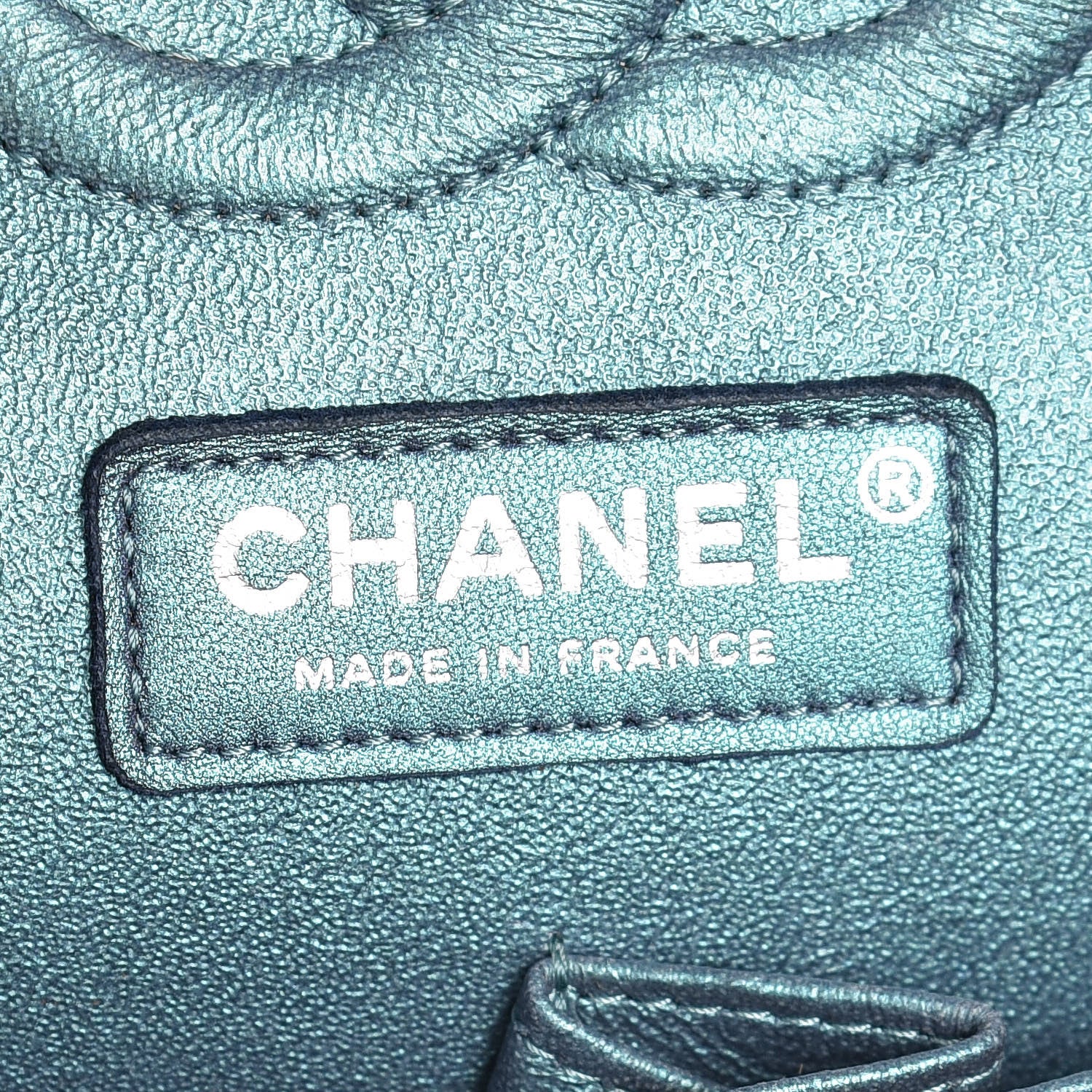 Chanel Metallic Lambskin Quilted Medium Double Flap Turquoise 6 of 14