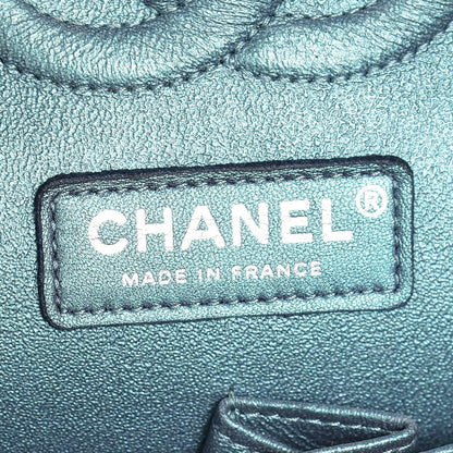 Chanel Metallic Lambskin Quilted Medium Double Flap Turquoise 6 of 14