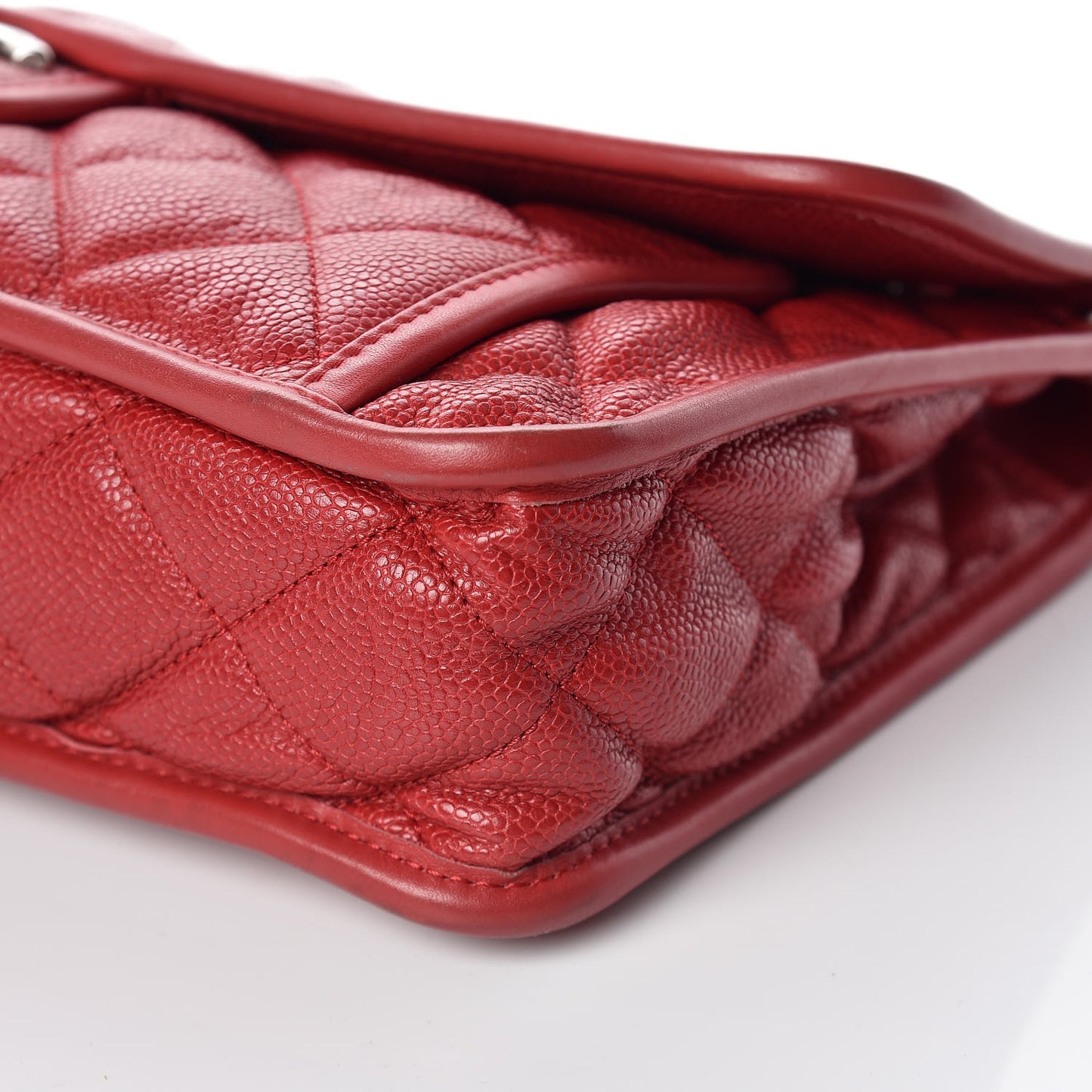 Caviar Quilted Large French Riviera Flap Red