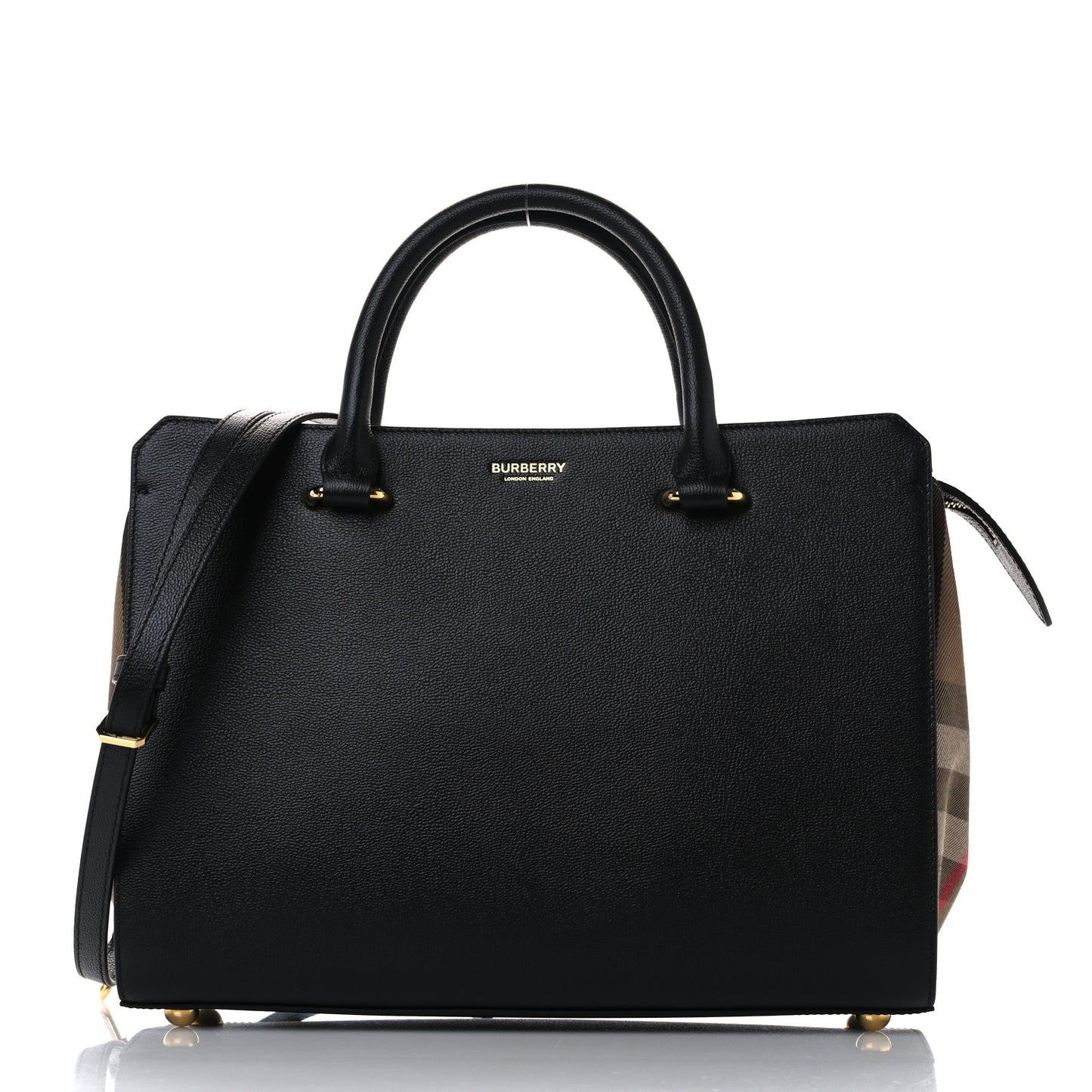 Calfskin Mega Check Small Banwell Tote Black