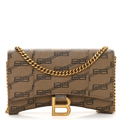 Balenciaga Coated Canvas BB Monogram Hourglass Chain Bag Beige Brown 1 of 12