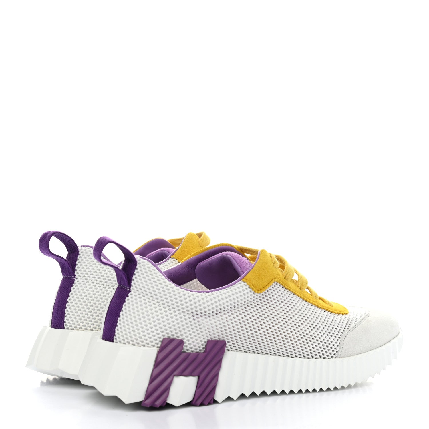 Hermes Air Mesh Suede Goatskin Bouncing Sneakers 36.5 White Multicolor 4 of 10