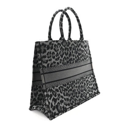 Christian Dior Canvas Mizza Embroidered Large Leopard Book Tote Grey 3 of 11