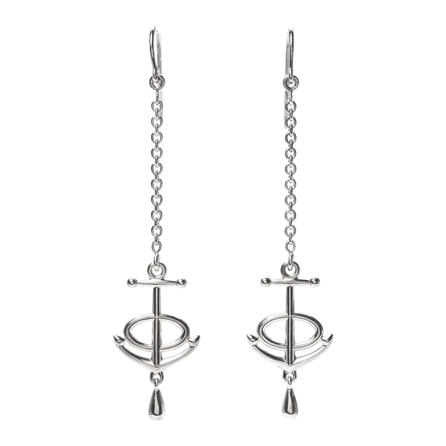 Hermes Sterling Silver Grand Large Chaine D'Ancre Drop Earrings 1 of 5