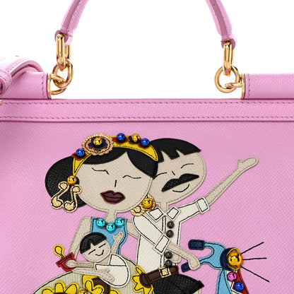 Dolce & Gabbana Dauphine Studded Medium DG Family Patch Miss Sicily Satchel Pink Rosa Chiaro 8 of 10