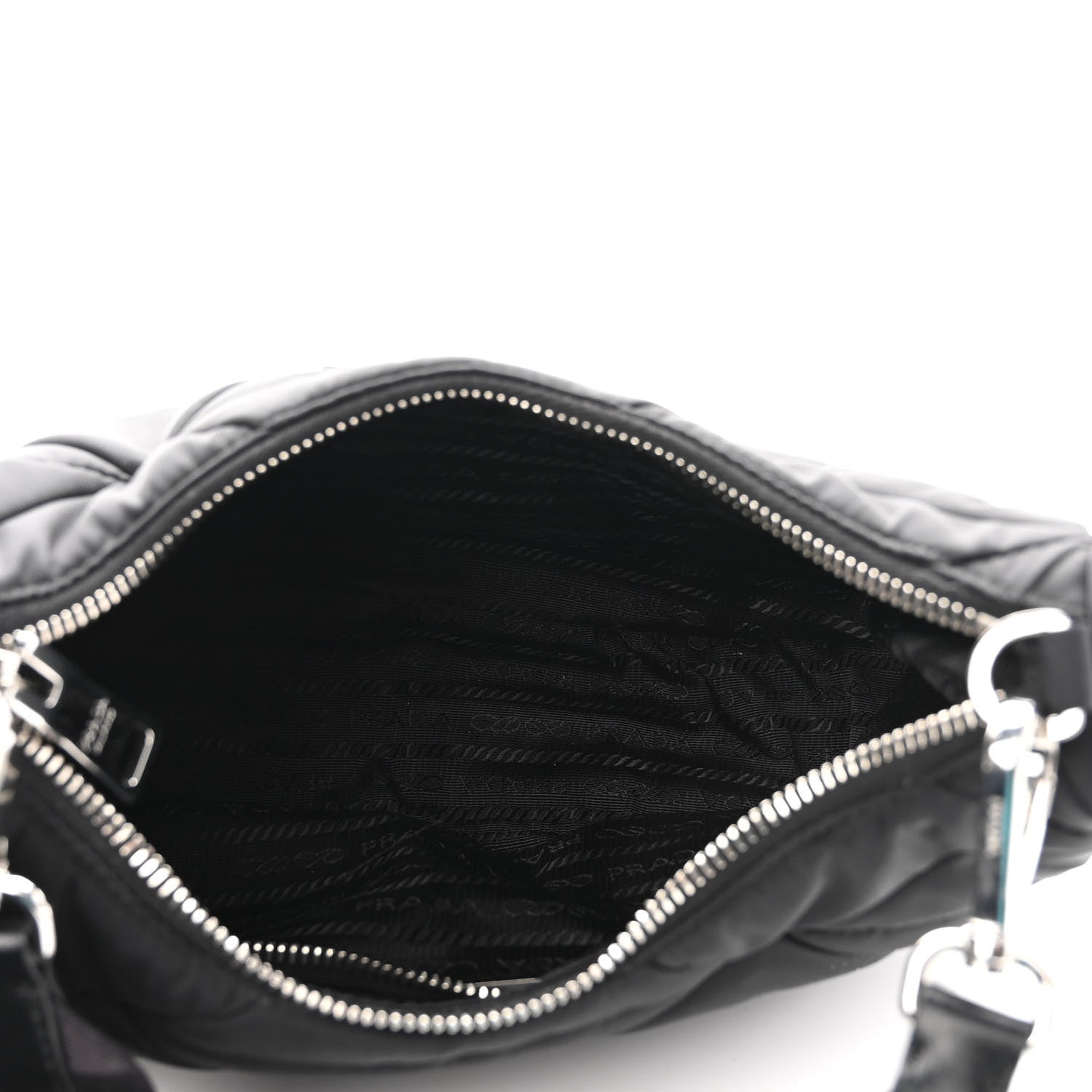 Prada Re-Nylon Triangle Padded Patchwork Shoulder Bag Black 5 of 10