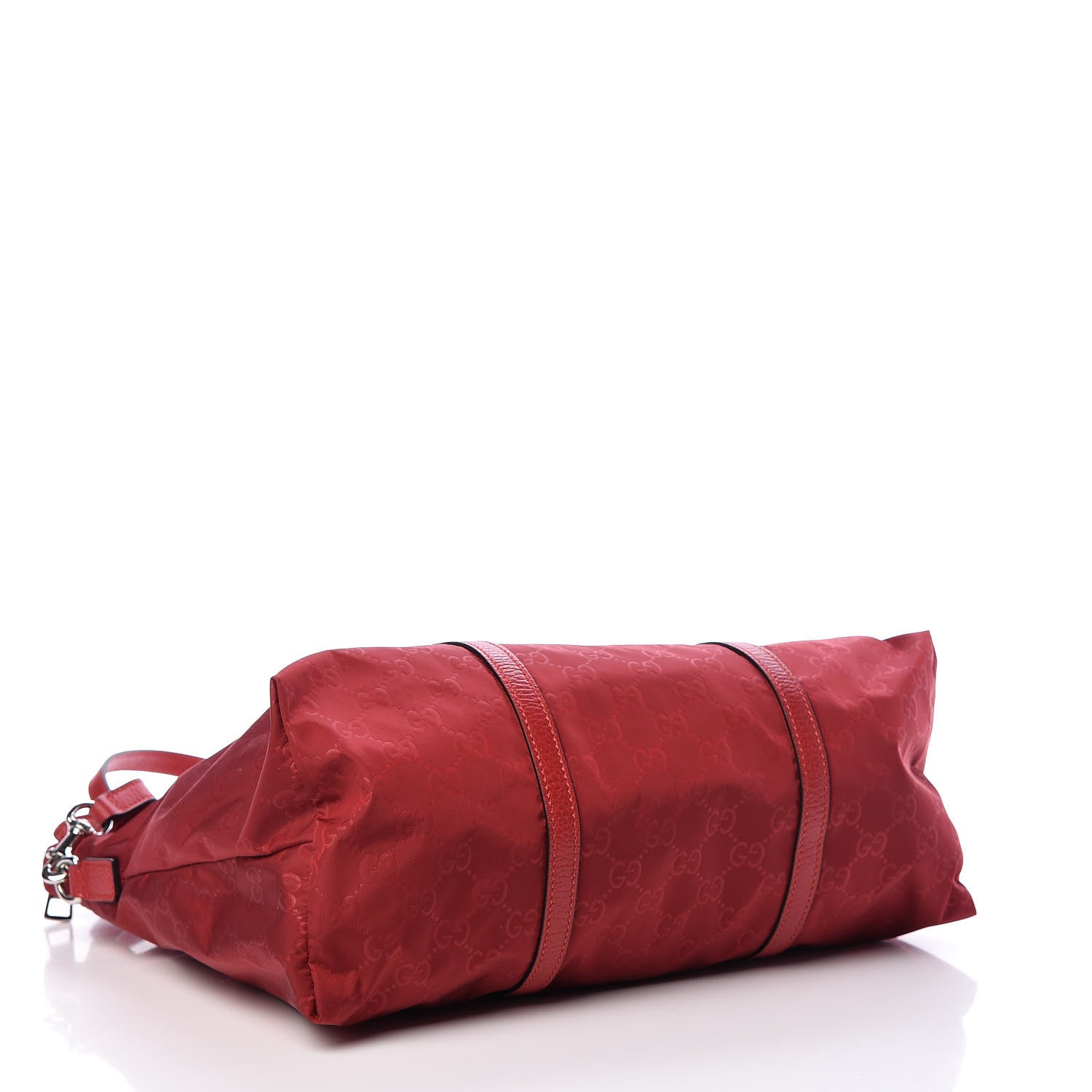 Gucci Nylon Monogram Dollar Calfskin Tote Vibrant Red 4 of 10