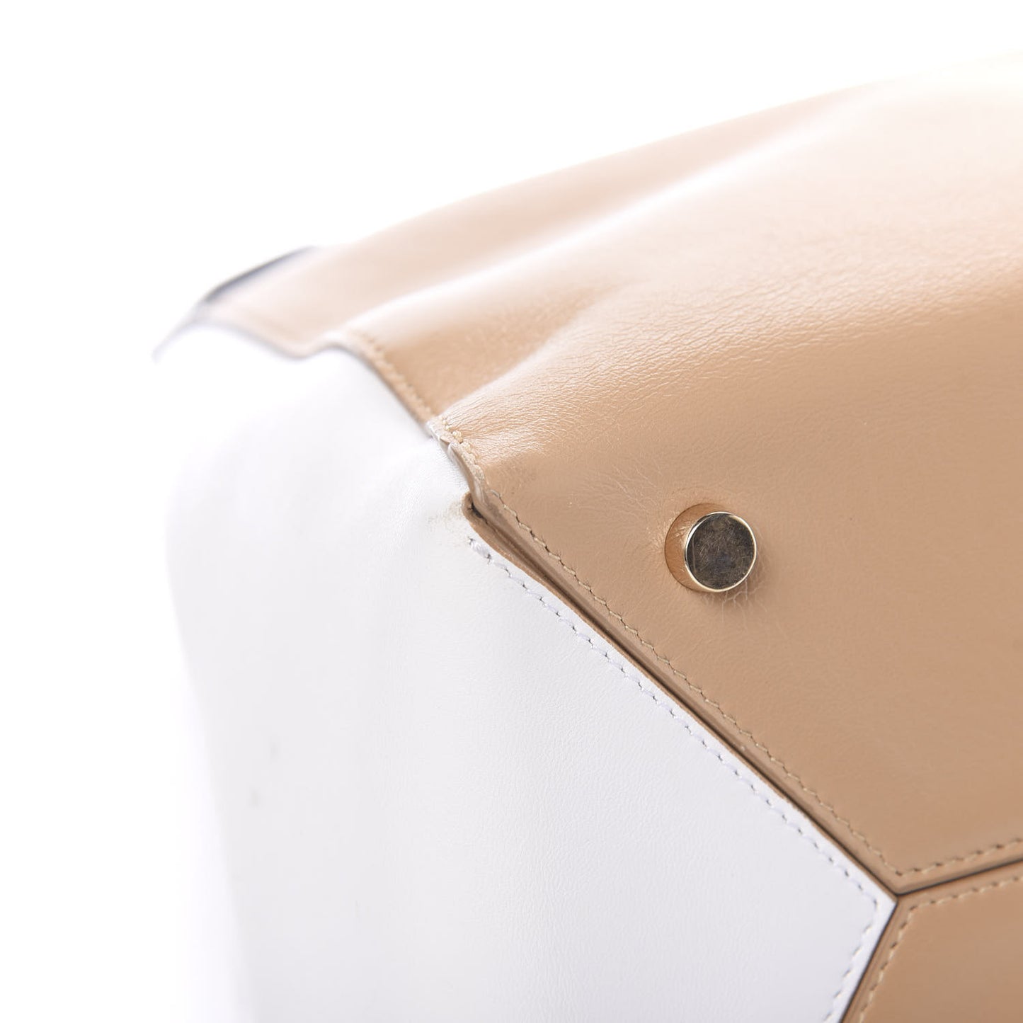 Calfskin Tri-Color Trapeze Bag Beige Black White
