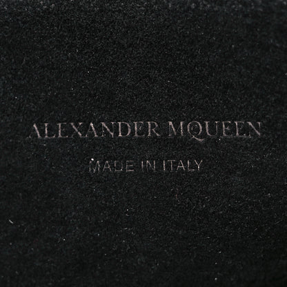 Alexander McQueen Calfskin Crocodile Embossed Knuckle Flat Clutch Black Gold 4 of 8