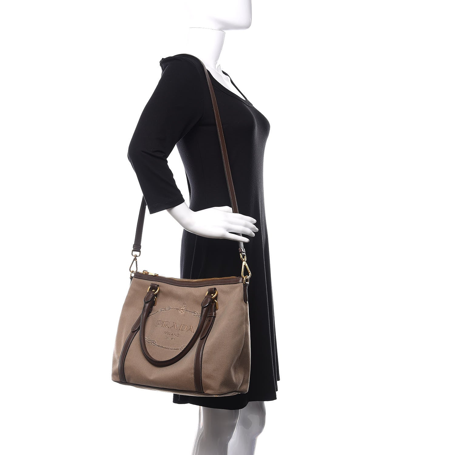 Prada Jacquard Logo Tote Corda Bruciato 2 of 11