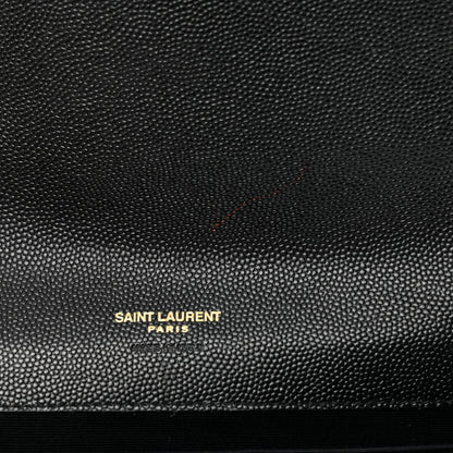 Saint Laurent Grain De Poudre Matelasse Chevron Monogram Envelope Clutch Black 10 of 10