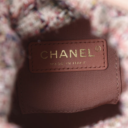 Chanel Calfskin Tweed Small CC Chain Bucket Drawstring Bag Light Pink 5 of 9