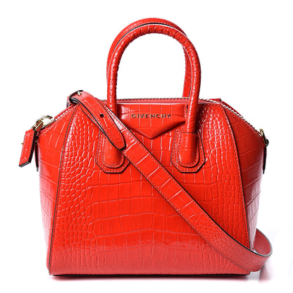 Givenchy Calfskin Crocodile Embossed Mini Antigona Red 1 of 9