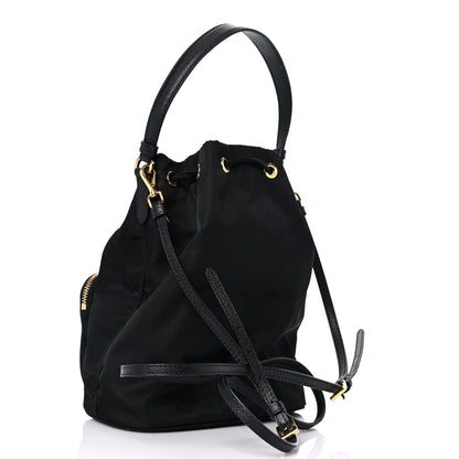 Prada Saffiano Tessuto Nylon Mini Bucket Crossbody Bag Black 3 of 18