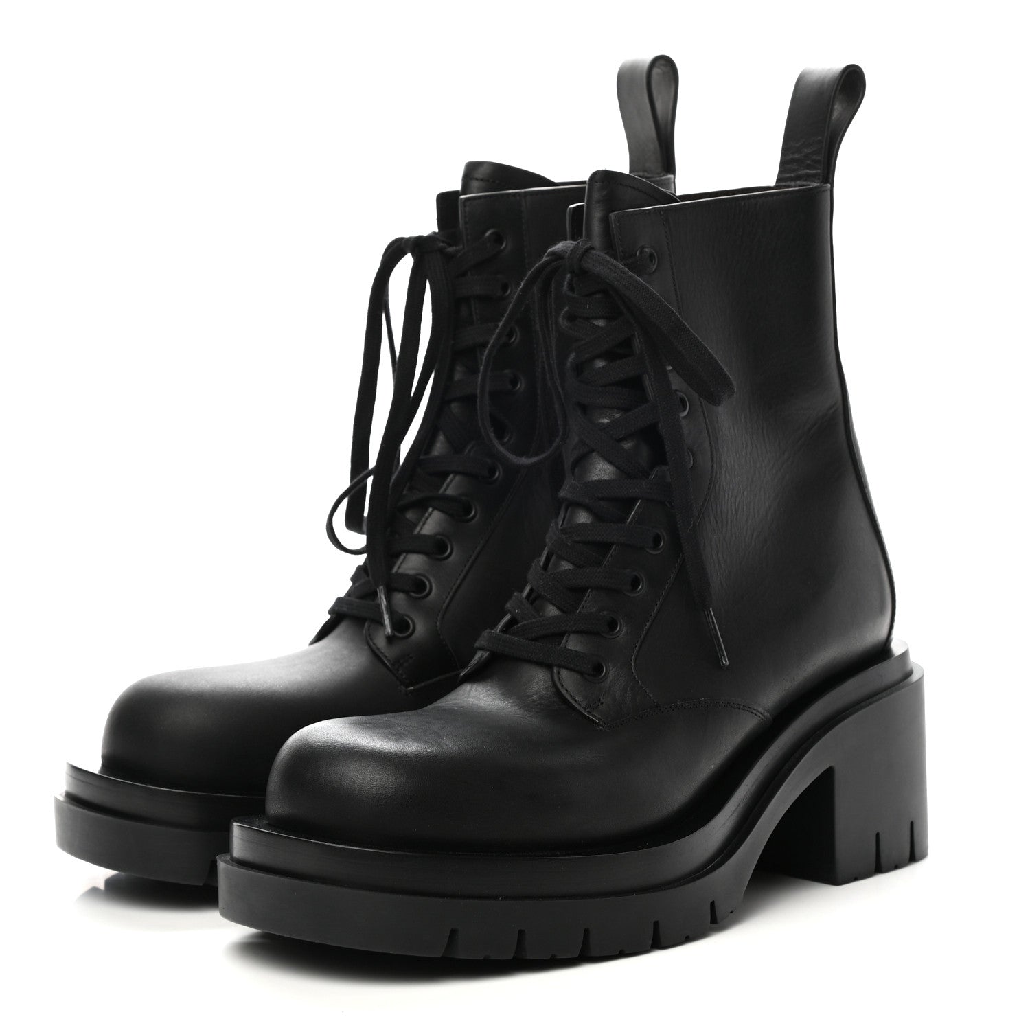 Bottega Veneta Calfskin The Lug Lace Up 30/70mm Ankle Boots 38 Black 3 of 8