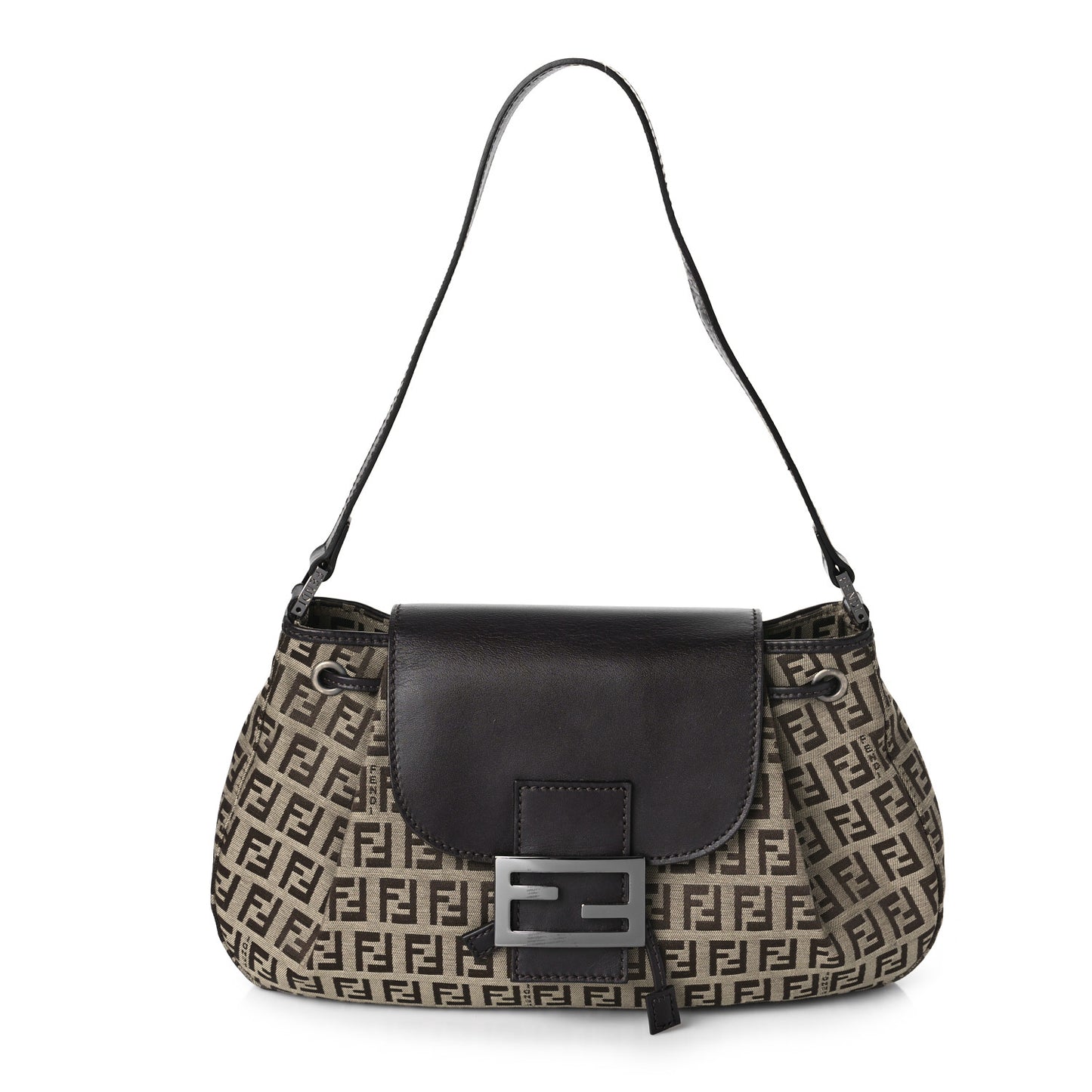 Zucchino Vitello Drawstring Shoulder Bag Testa di Moro Beige