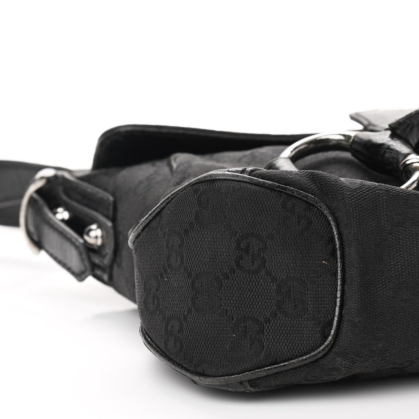 Monogram Horsebit Chain Flap Shoulder Bag Black