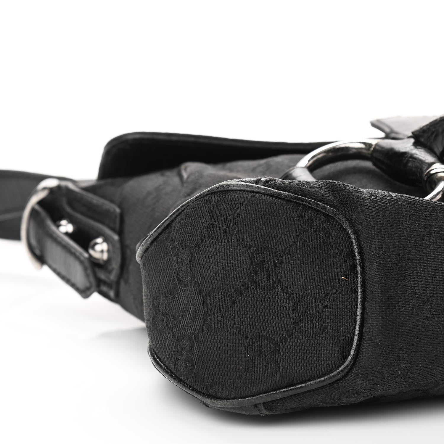 Gucci Monogram Horsebit Chain Flap Shoulder Bag Black 9 of 12