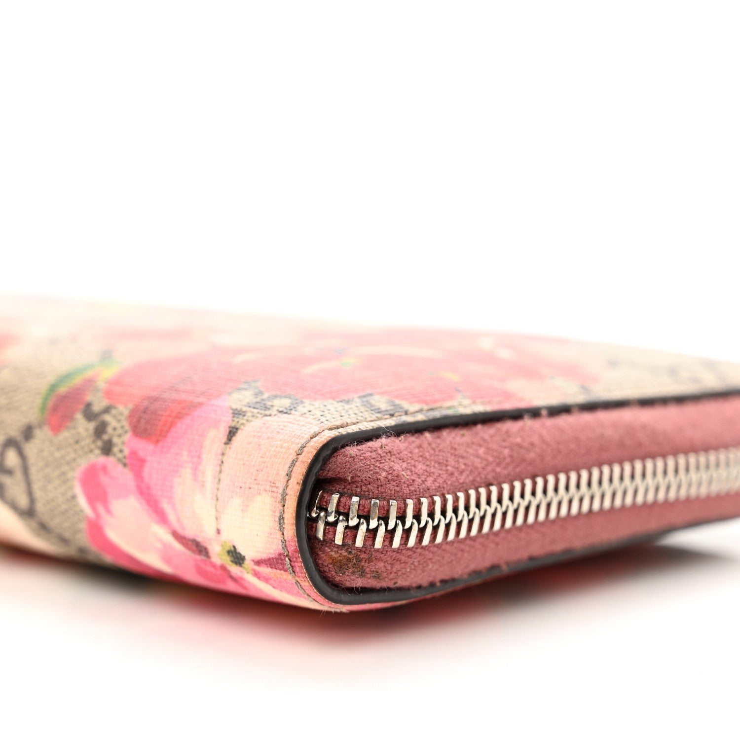 Gucci GG Supreme Monogram Blooms Zip Around Wallet Beige Multicolor Dry Rose 8 of 10