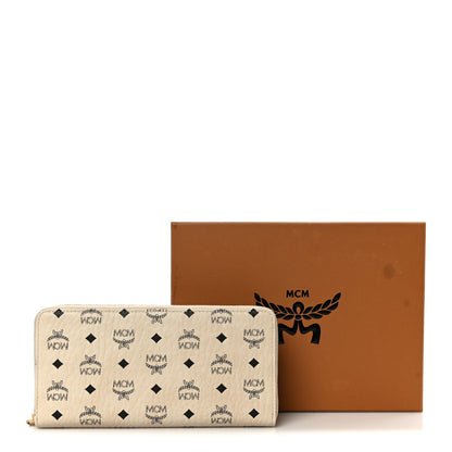 MCM Visetos Large Zip Around Large Wallet Beige 9 of 9