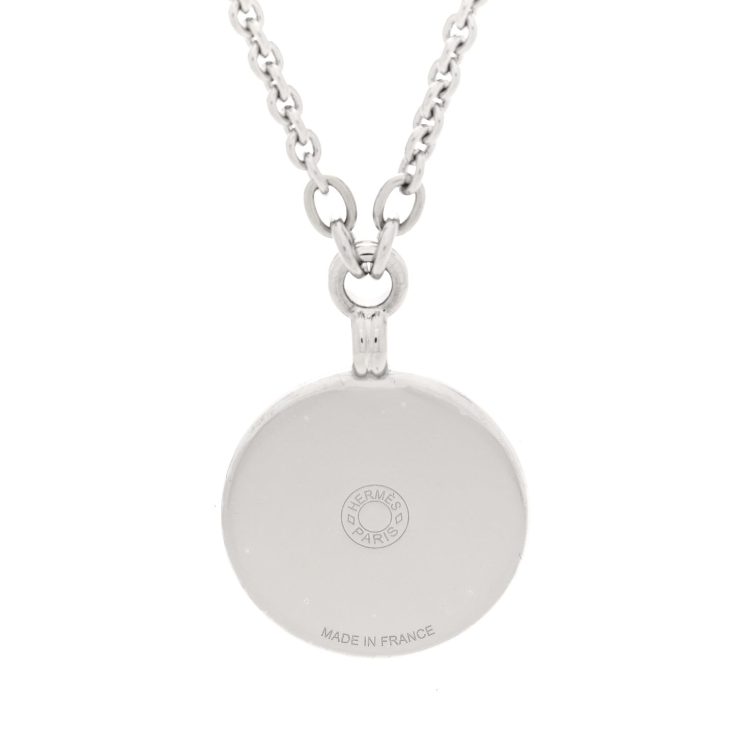 Lacquered Palladium Enamel Collier Medaille PM Necklace Rose Candeur