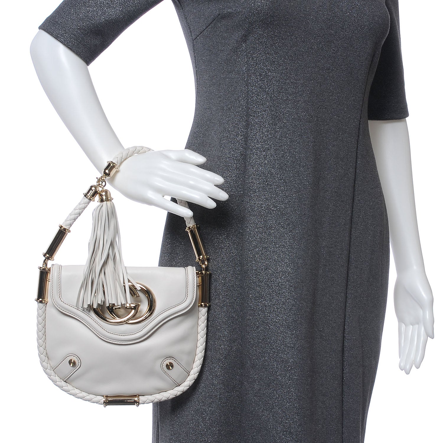 Gucci Leather Britt Tassel Small Shoulder Bag Off White 2 of 8