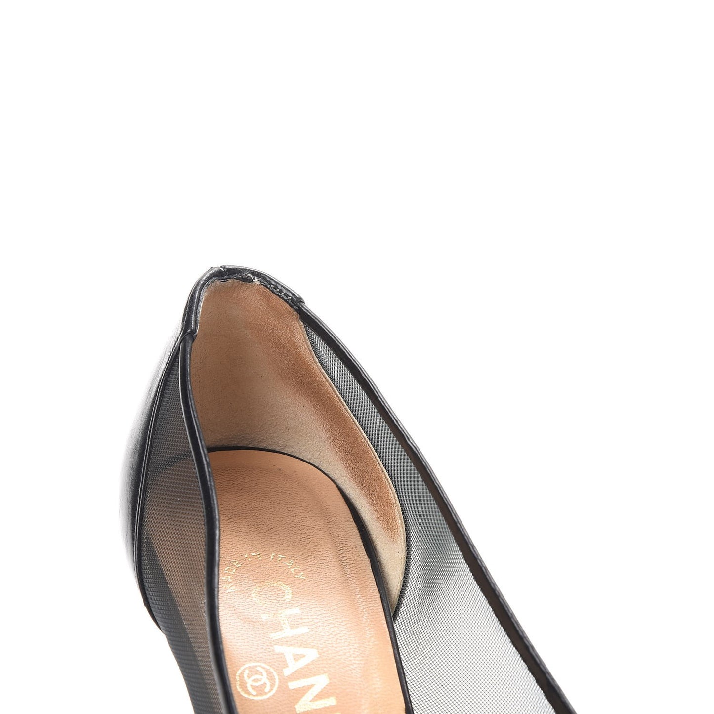Lambskin Mesh CC Kitten Heels Pumps 38 Black