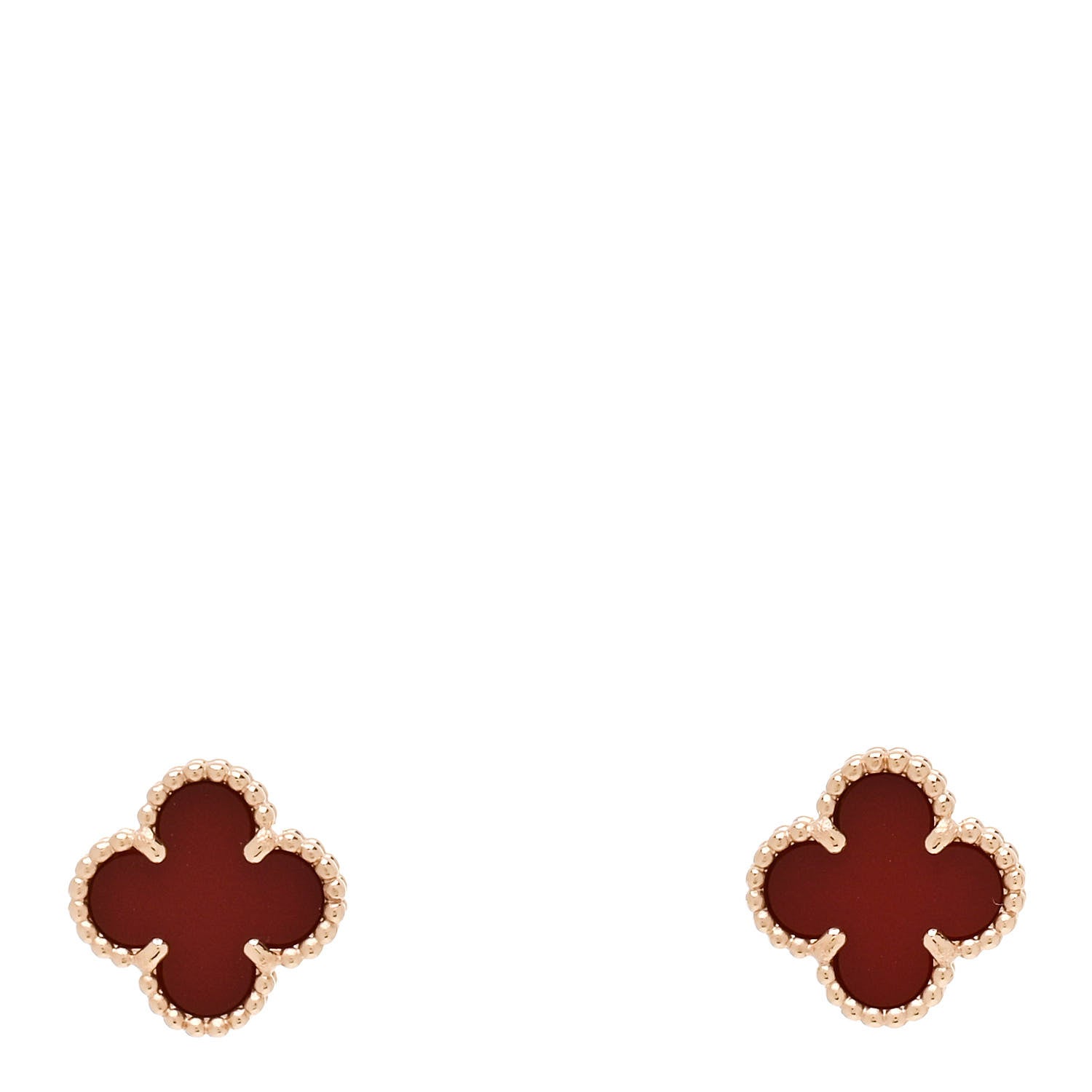 Van Cleef & Arpels 18K Rose Gold Carnelian Sweet Alhambra Earrings 1 of 5