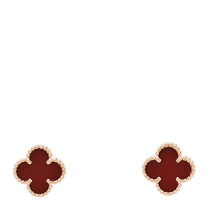 Van Cleef & Arpels 18K Rose Gold Carnelian Sweet Alhambra Earrings 1 of 5