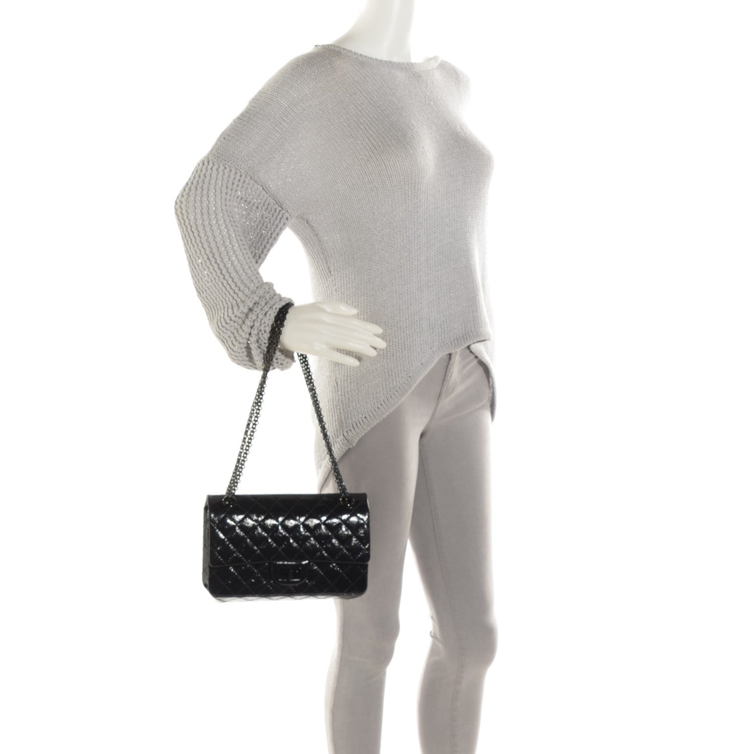 Chanel Glazed Calfskin Quilted 2.55 Reissue 225 Flap Black 2 of 8