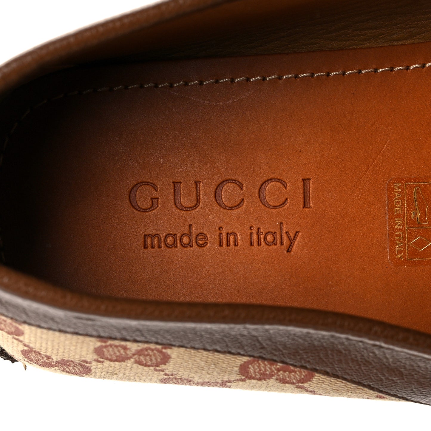 GG Monogram Mens Driver Loafers 10.5 Beige Ruggine Cuir