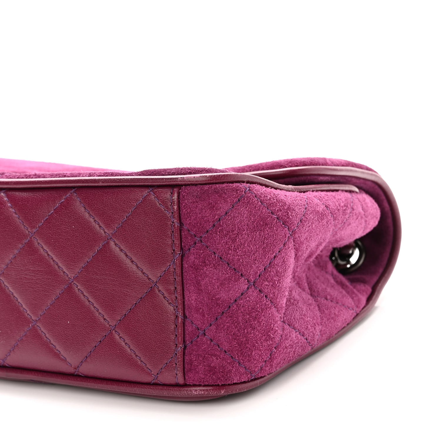 Suede Lambskin Scallop Quilted Medium Pagoda Flap Purple